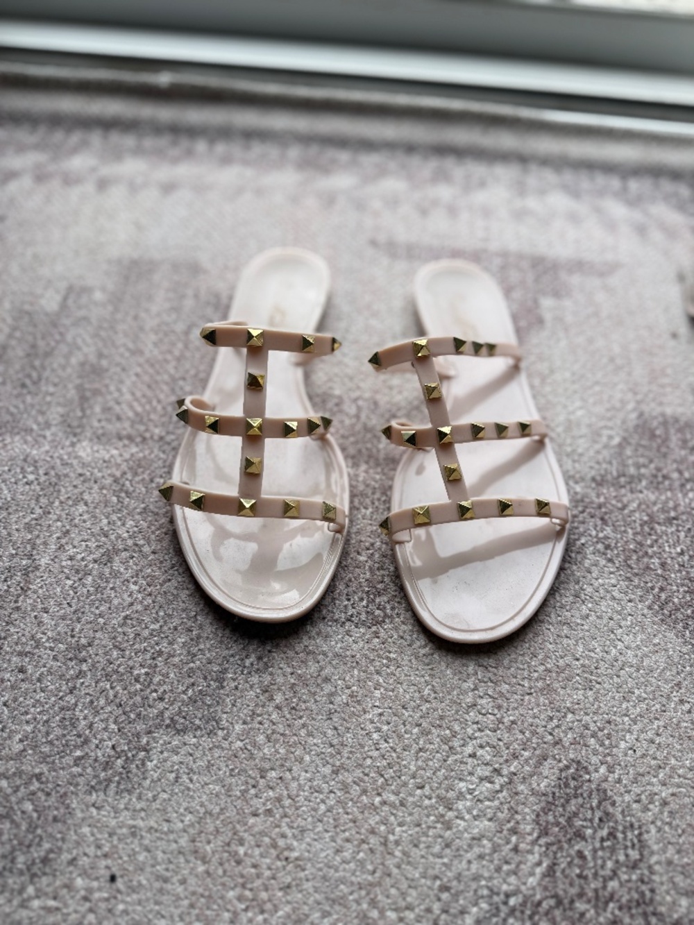 Gold Studded Women’s Jelly Slides
